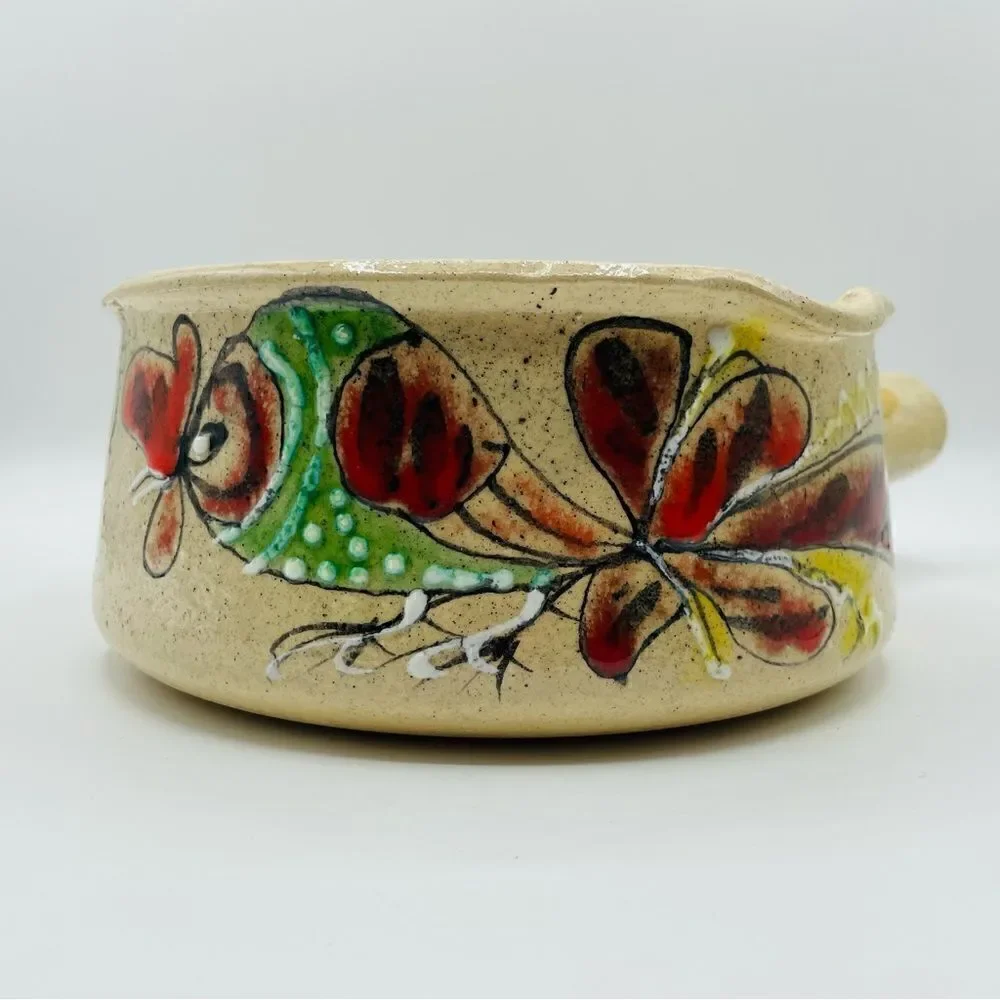 Vintage Handmade Rooster Pottery Crock France